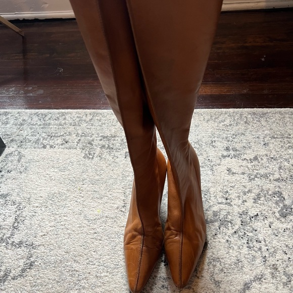 Walter Steiger Leather Boots Exposed Back Zipper Pointed Toe Size 35.5 - Picture 3 of 13